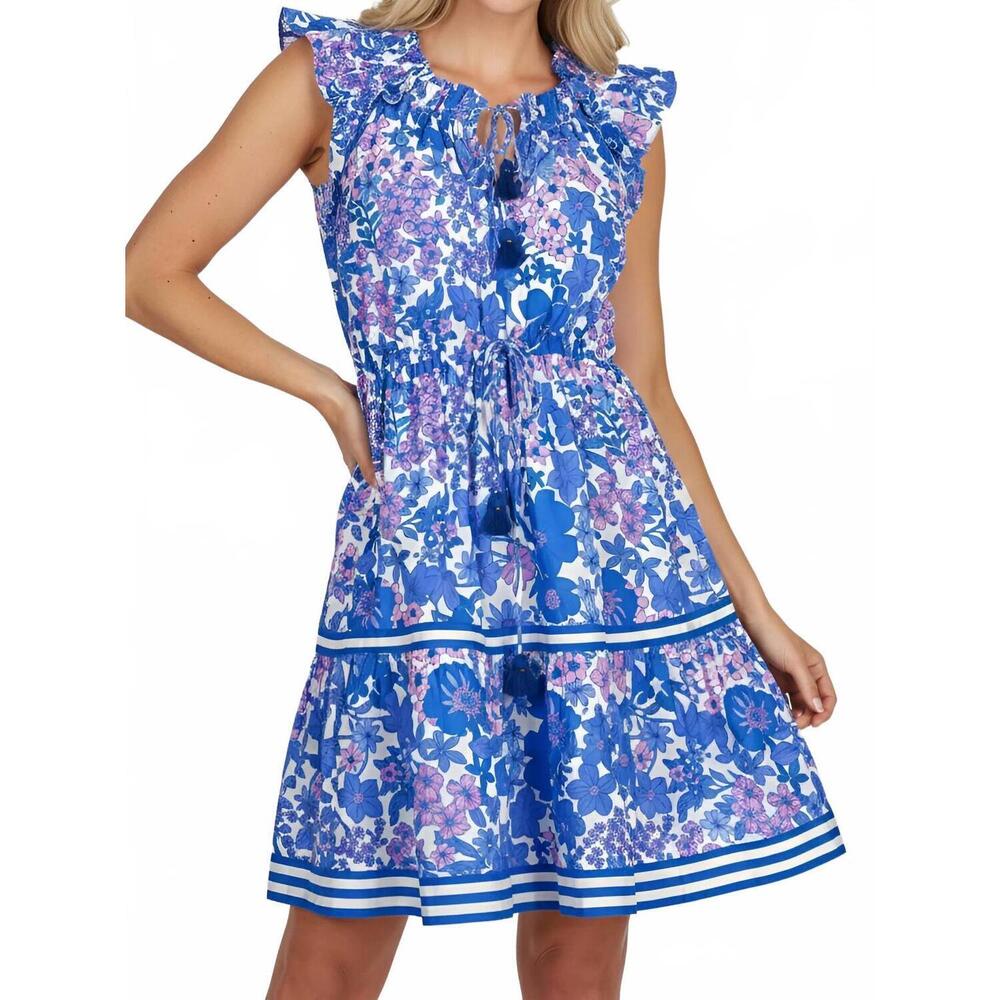 NEW LA PLAGE berry mini dress in meadow floral